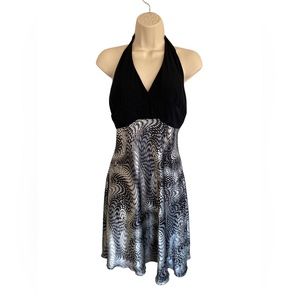 Y2K Black and Silver Halter Dress Womans Size L